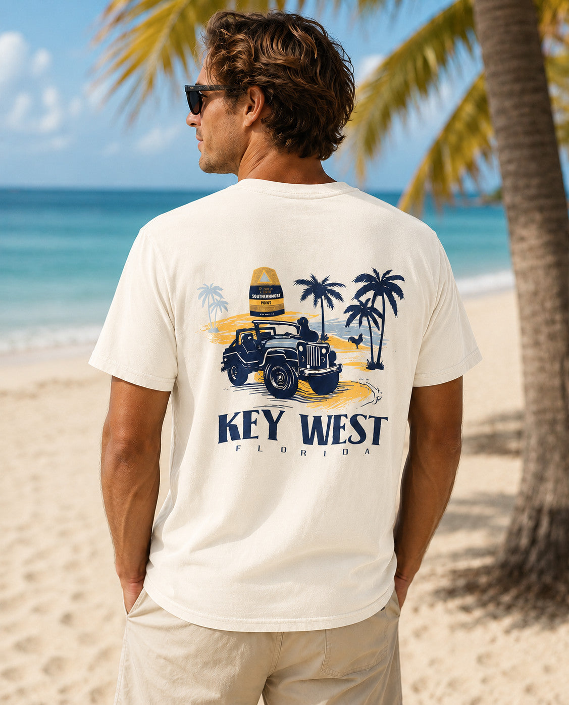 Shaddow and Fish Plot Stop Jeep Key West SS Tee