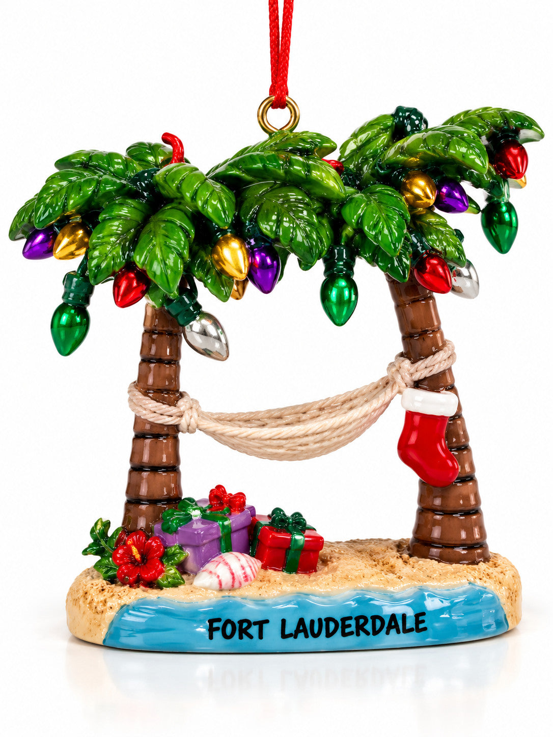 Cape Shore Palm Tress & Hammock with Lights Ft Lauderdale Ornament