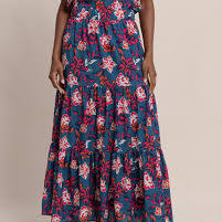 Southern Tide Taytum Aster Bouquet Maxi Skirt Teal Haze*