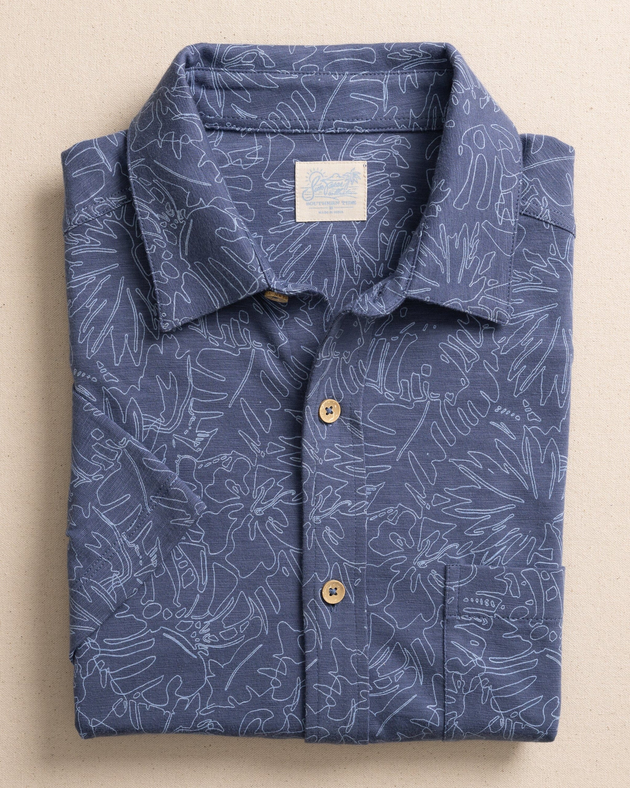 Southern Tide Beachcast Floral Fusion Knit Sportshirt Light Indigo