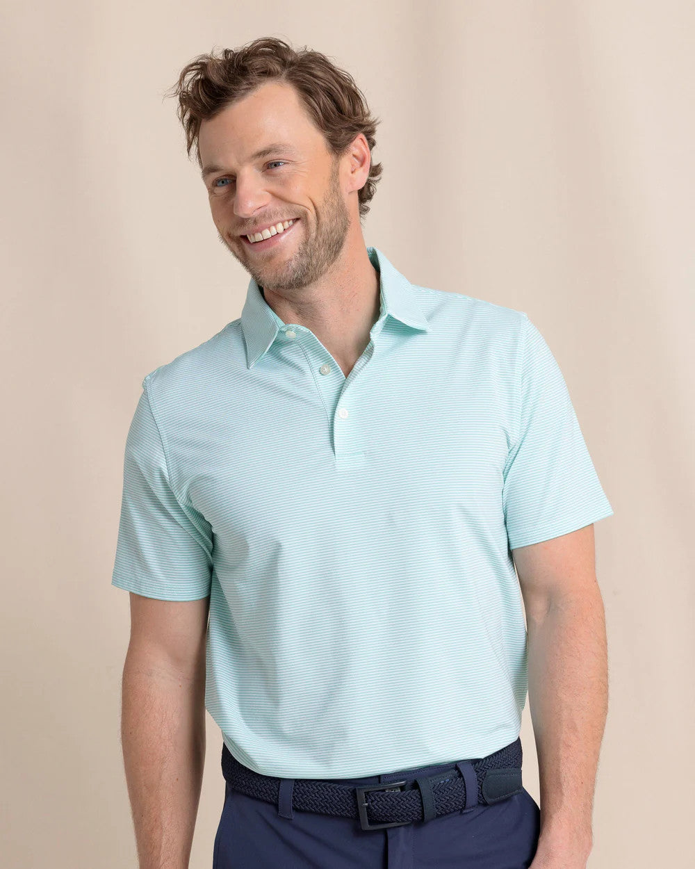 Southern Tide Brreeze Meadowbrook Stripe Polo Mint