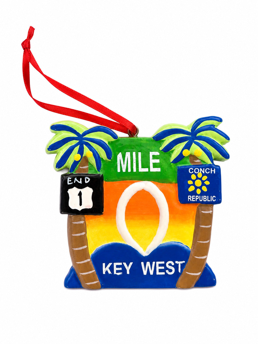 Hand Painted Mile 0 Sunset Key West Ornament