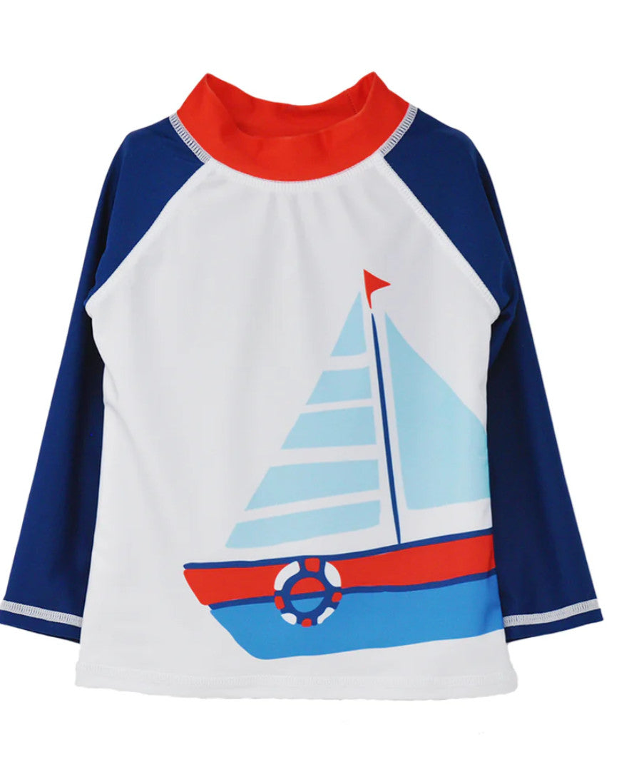 Flap Happy Graphic Rash Guard Swim Top Nautical Fun