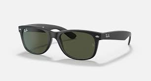 Ray Ban New Wayfarer Black On Transparent Frame Lens w/ Green Lens Sunglasses Polarized
