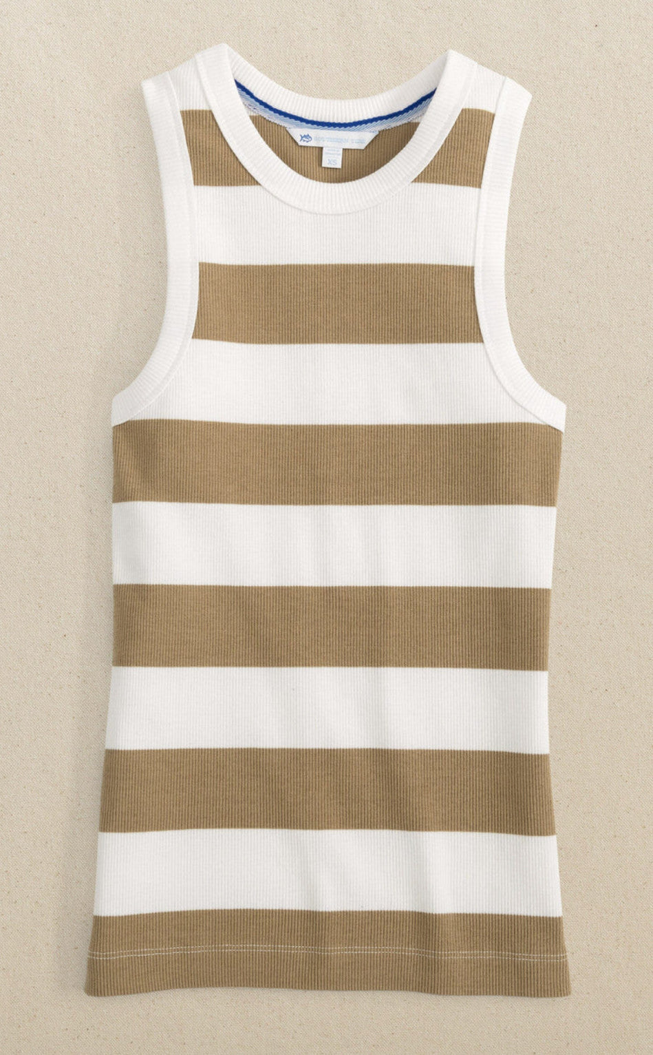 Southern Tide Ryan Striped Rib Tank Travertine