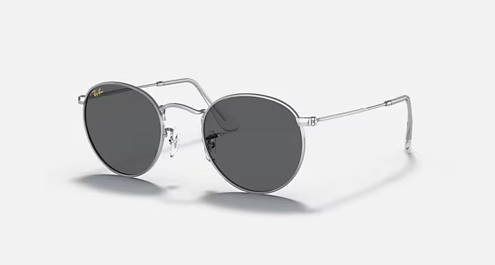 Ray Ban Round Metal Silver Frame w/ Dark Grey Lens Sunglasses