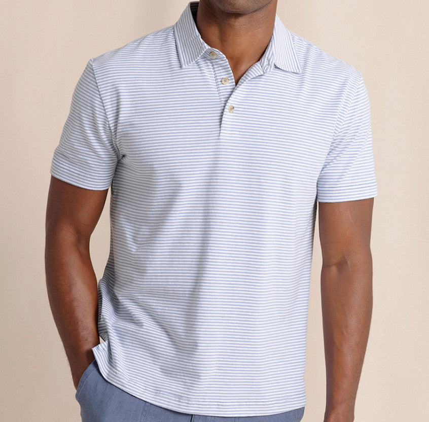 Southern Tide Linen Cotton Sandwave Polo Tsunami Grey