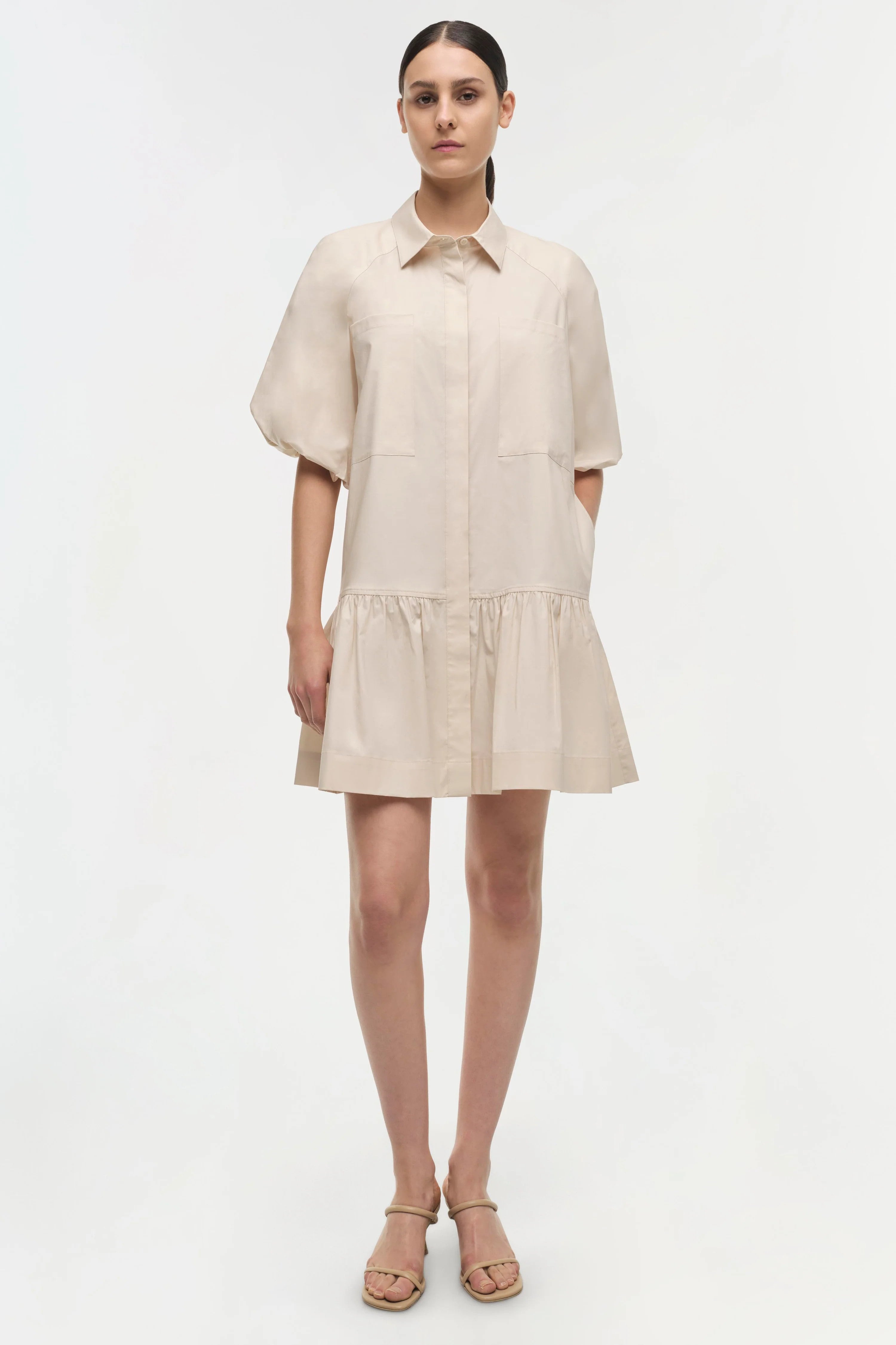 SIMKHAI Crissy Cotton Poplin Dress Sand*