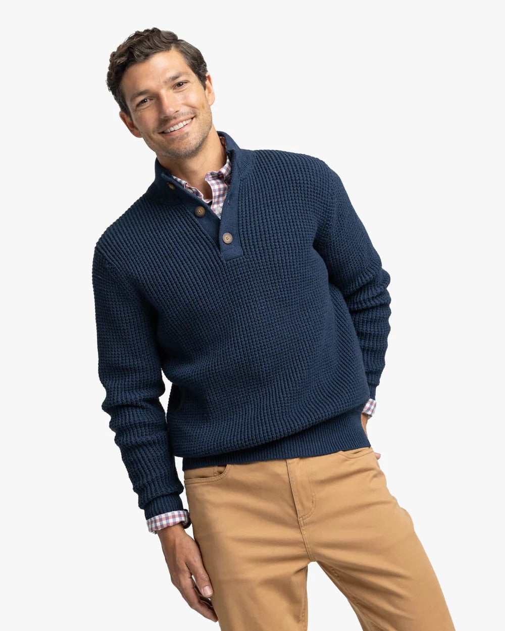 Southern Tide Westmont Heather Jade Quarter Zip Button