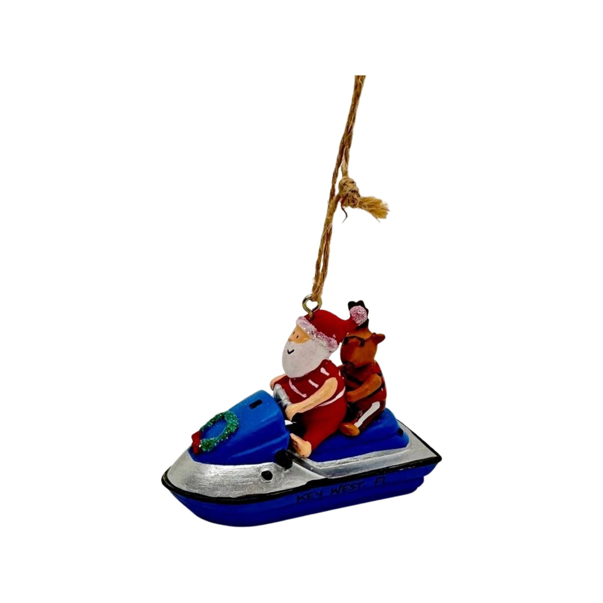 Cape Shore Santa & Reindeer On Key West Jet Ski Resin Ornament