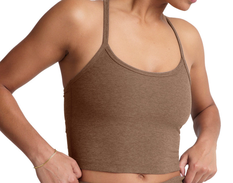 Beyond Yoga Racerback Slim Cropped Tank Spacedye True Chocolate Heather