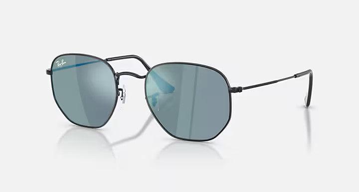 Ray Ban Hexagonal Black Frame w/ Brown Mirror Lens Sunglasses