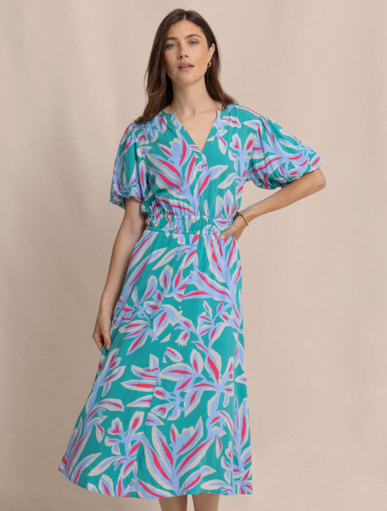 Southern Tide Penni Vintage Gardens Midi Dress Spruce Shade