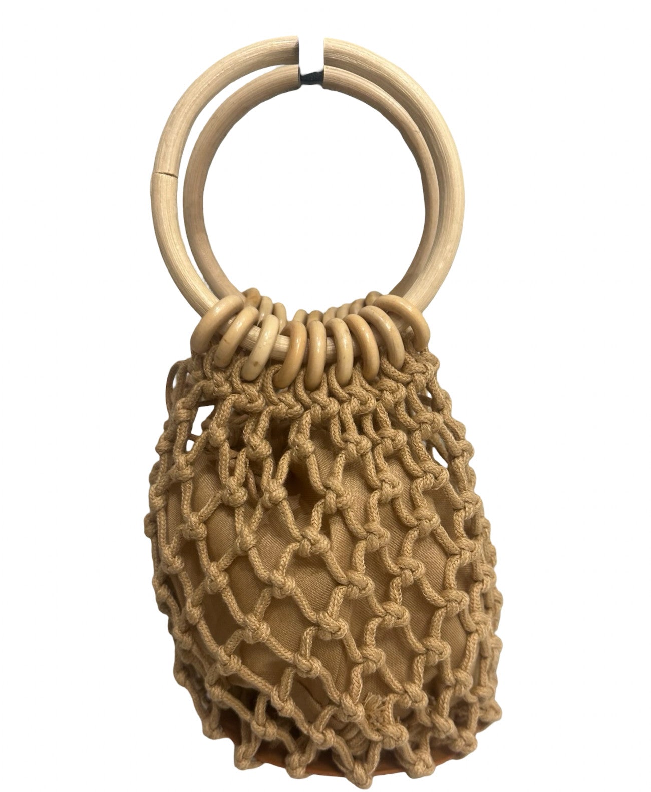 Shaddow and Fish Becky Knotted Round Handle Luxe Bag Beige