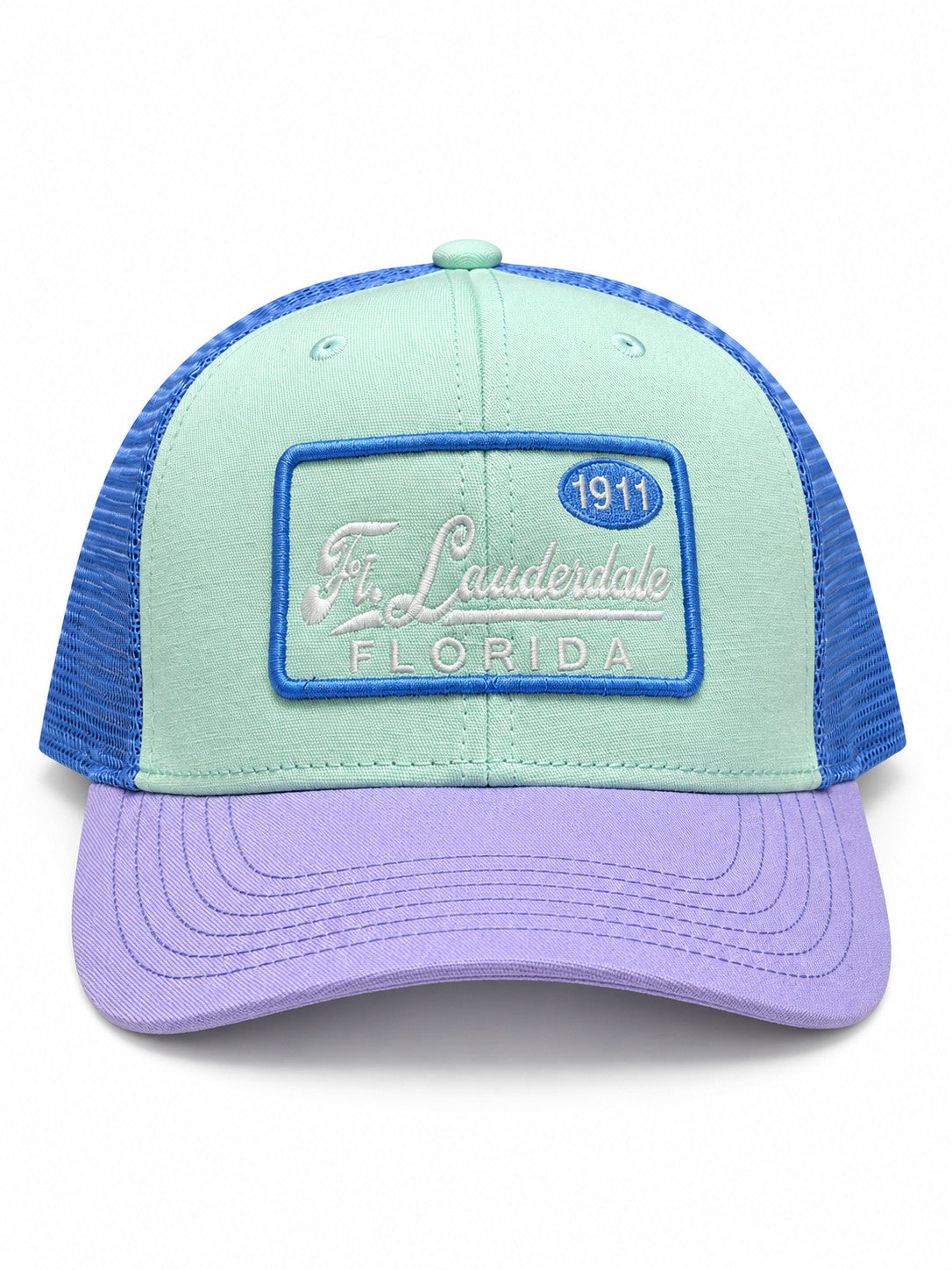 Legacy 1911 Ft Lauderdale Patch Trucker Hat Iris/ Lilac/ Light Blue