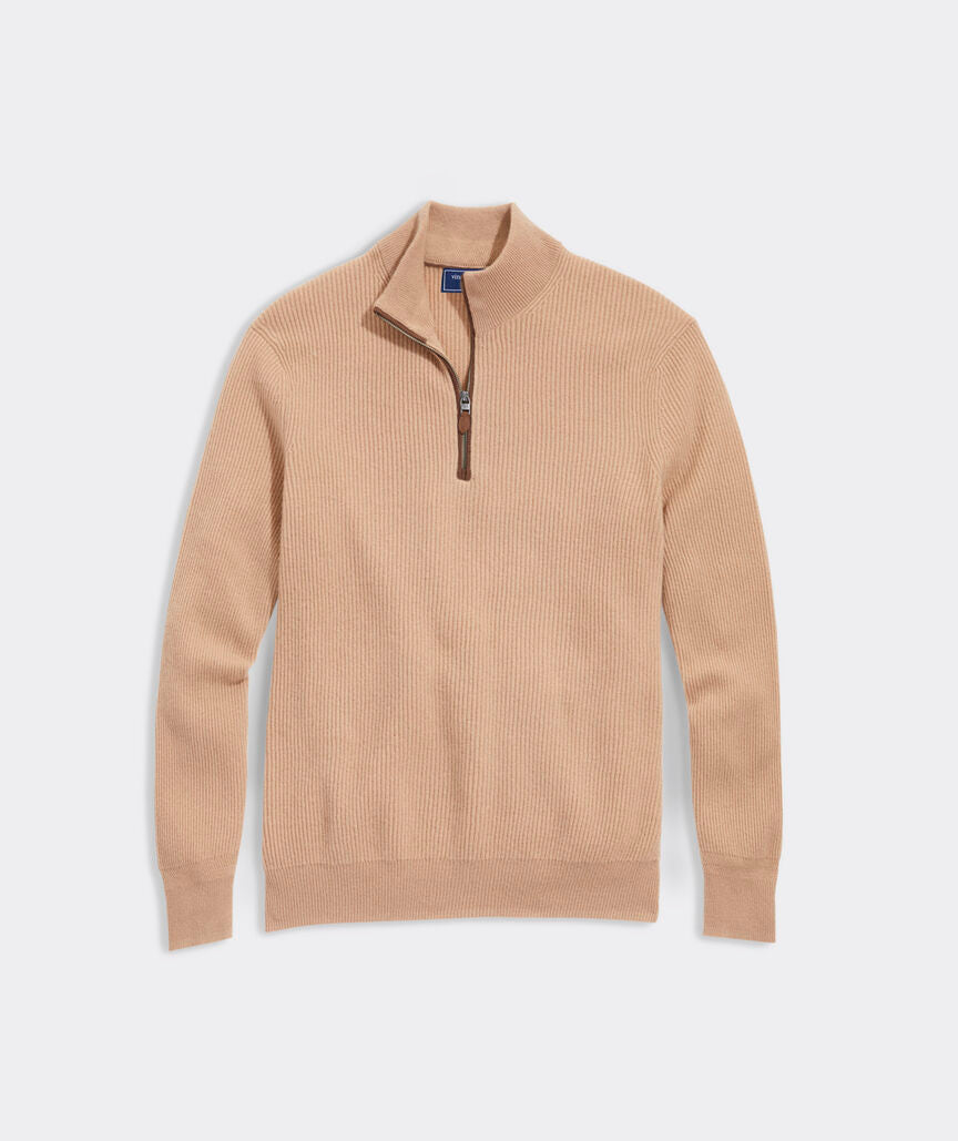 Vineyard Vines Cashmere Fisherman Rib Quarter-Zip Sweater