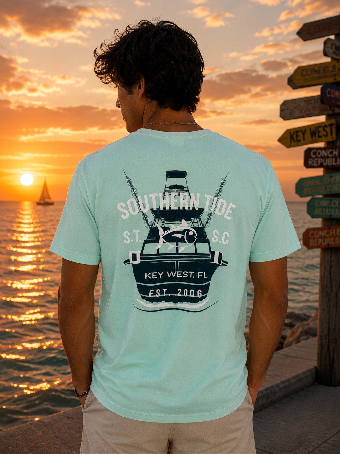 Southern Tide Key West Finest Craftsmanship Tee SS Offshore Green