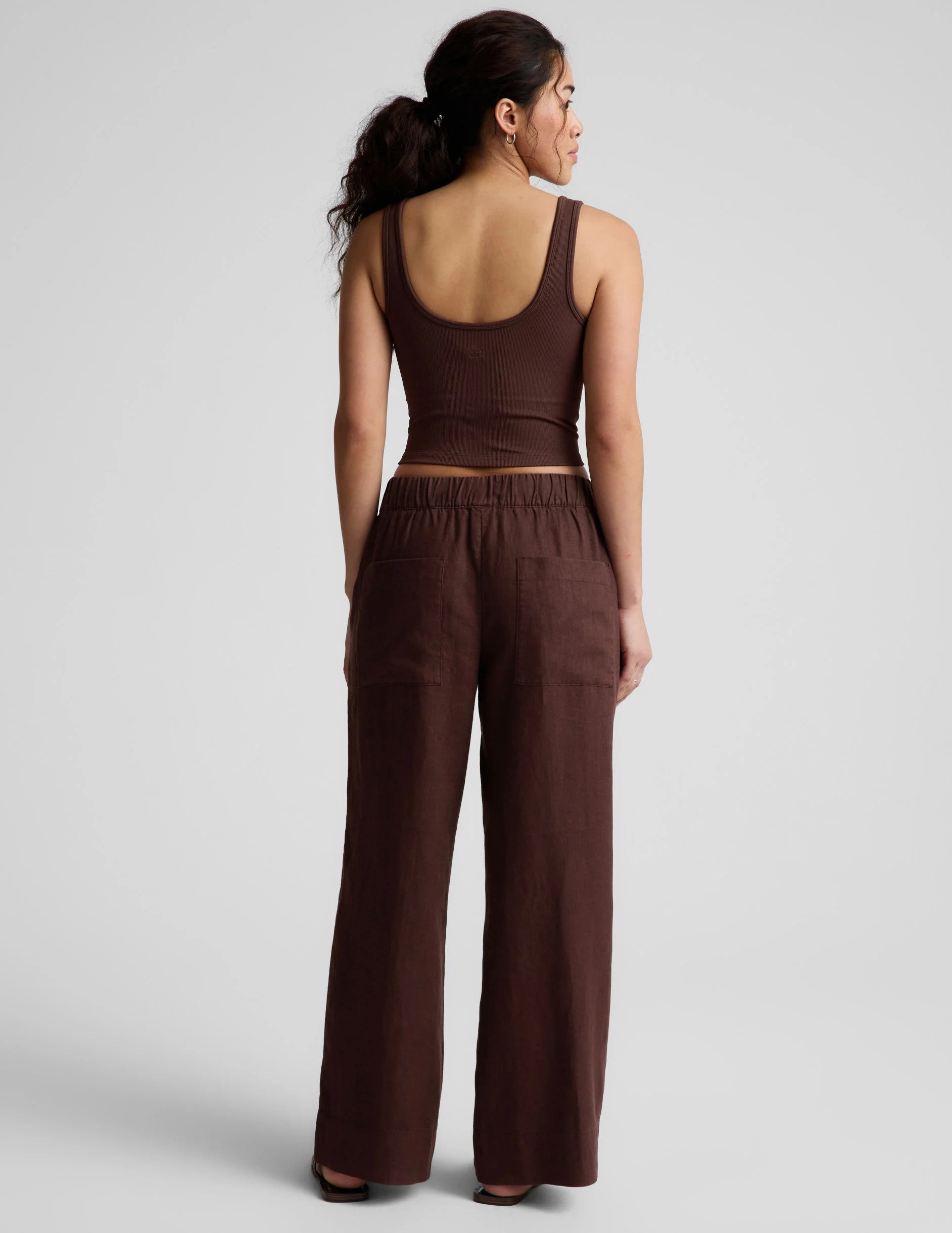 Beyond Yoga Softwash Linen Easy Wide Leg Pants Iced Mocha