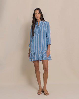 Southern Tide Delilah Stripe Popover Dress Nautical Blue