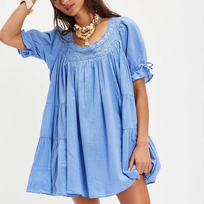 Free People Sandy Shores Babydoll Dress Cornflower Blue