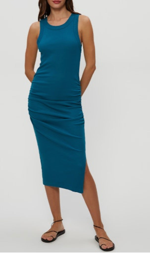 Michael Stars Wren Ribbed Midi Dress Lagoon