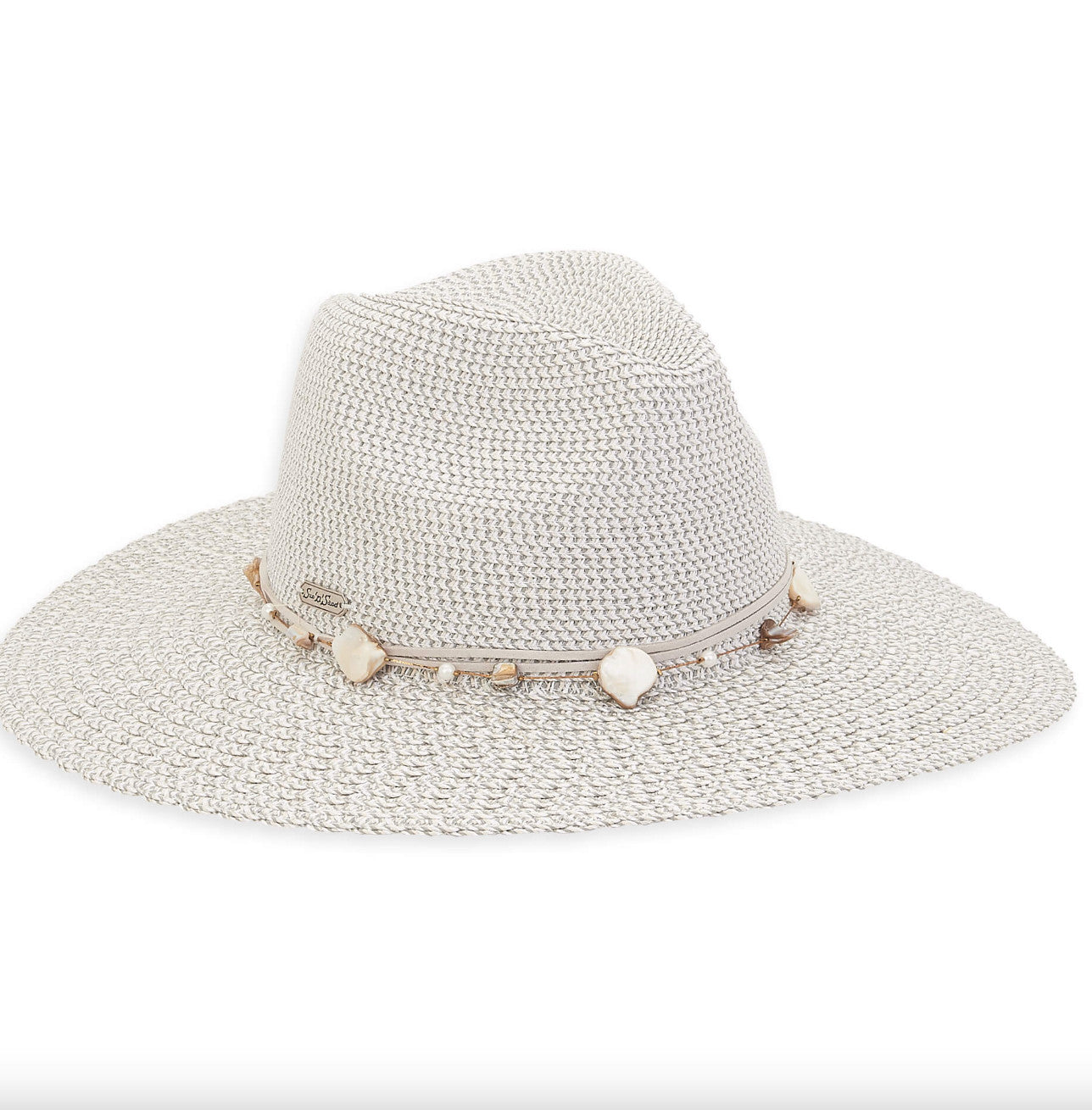 Sun 'N' Sand Evelyn Shell/ Pearl Detail Safari Hat 4" Brim Hat