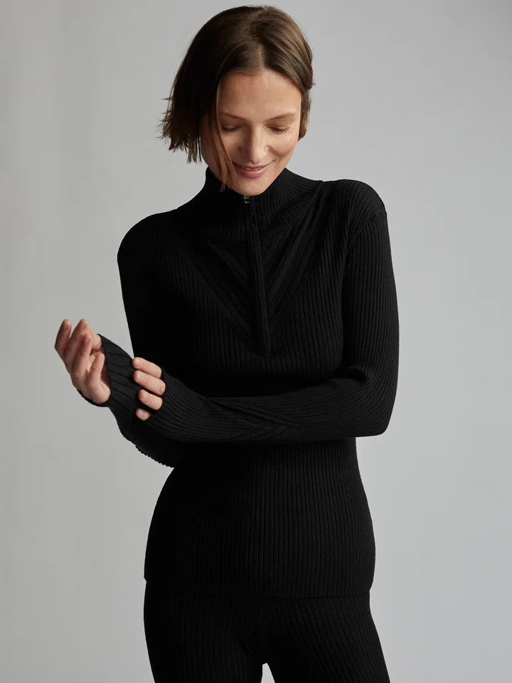 VARLEY Demi Half Zip Knit Black