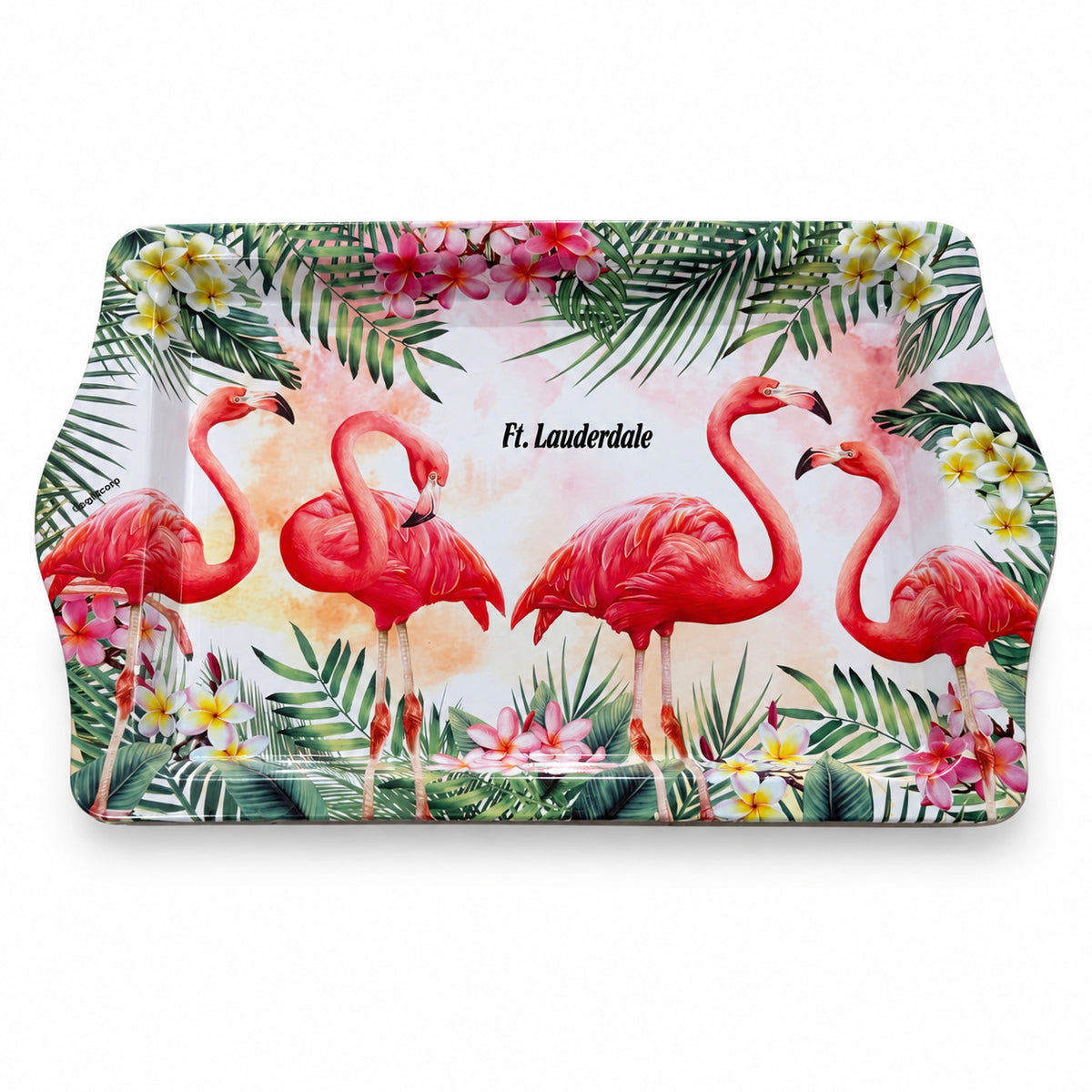 Ft. Lauderdale Flamingos & Palms 10"x6" Tin Tray