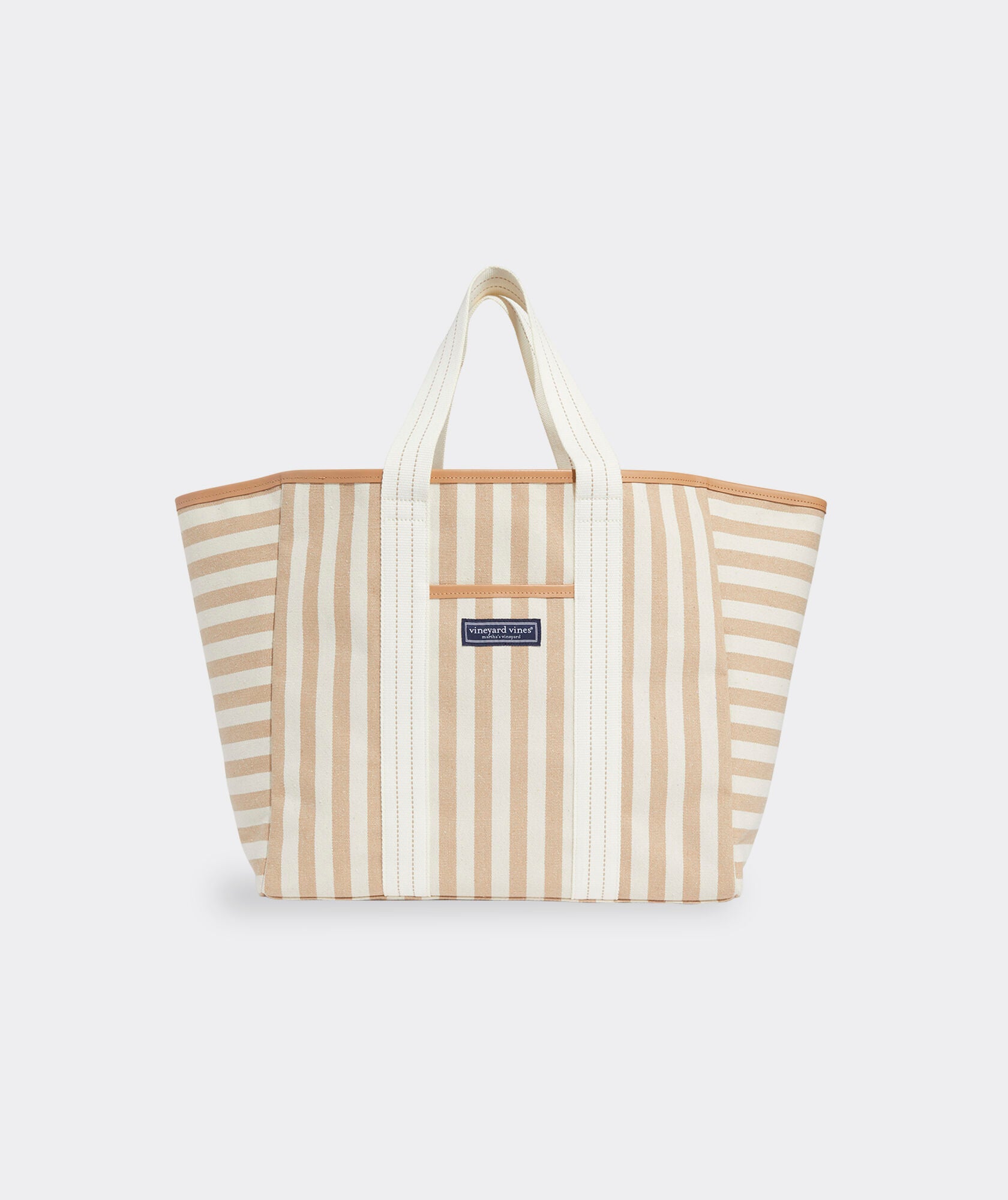Vineyard Vines Neutral Blocked Stripe Tote Sand