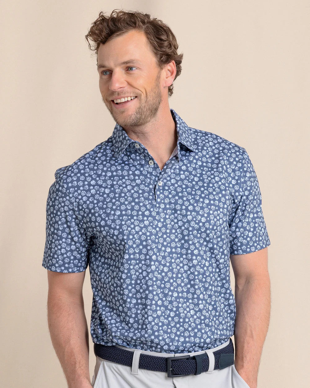 Southern Tide Driver Blossom Bliss Polo Light Indigo