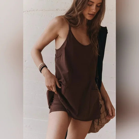 Free People Hot Shot Mini Dress Chocolate
