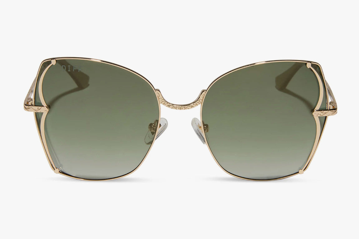 Diff Disney Tiana Gold Frame w/ Green Gradient/Light Gold Lash Lens Polarized