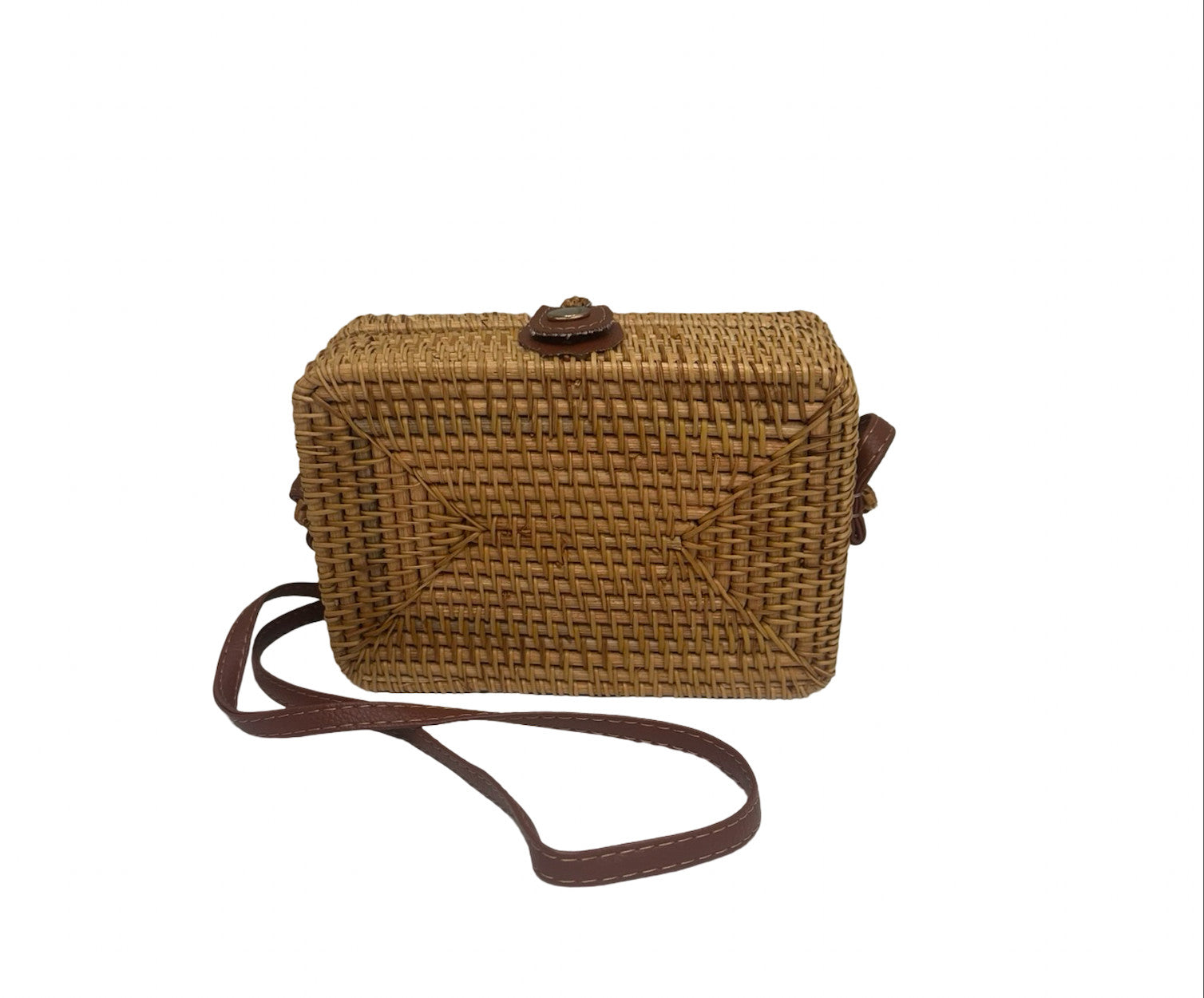 Shaddow and Fish Alice Wicker Detail Luxe Bag Tan