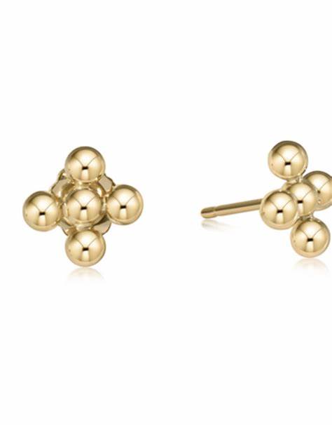 ENewton Classic Beaded Signature Cross Stud 4mm Earrings Gold