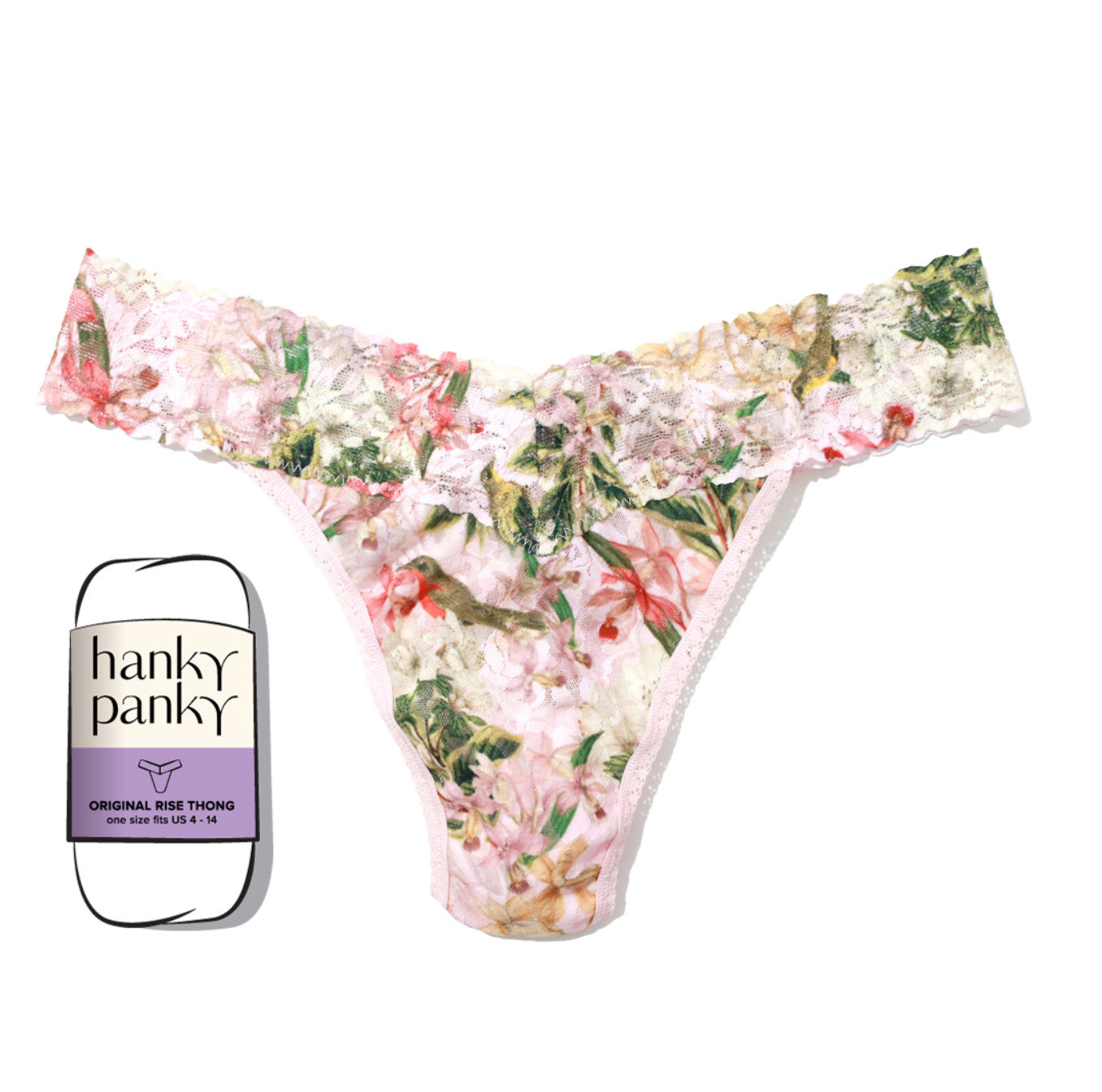 Hanky Panky Printed Original Wrapped Thong Printed French Garden O/S