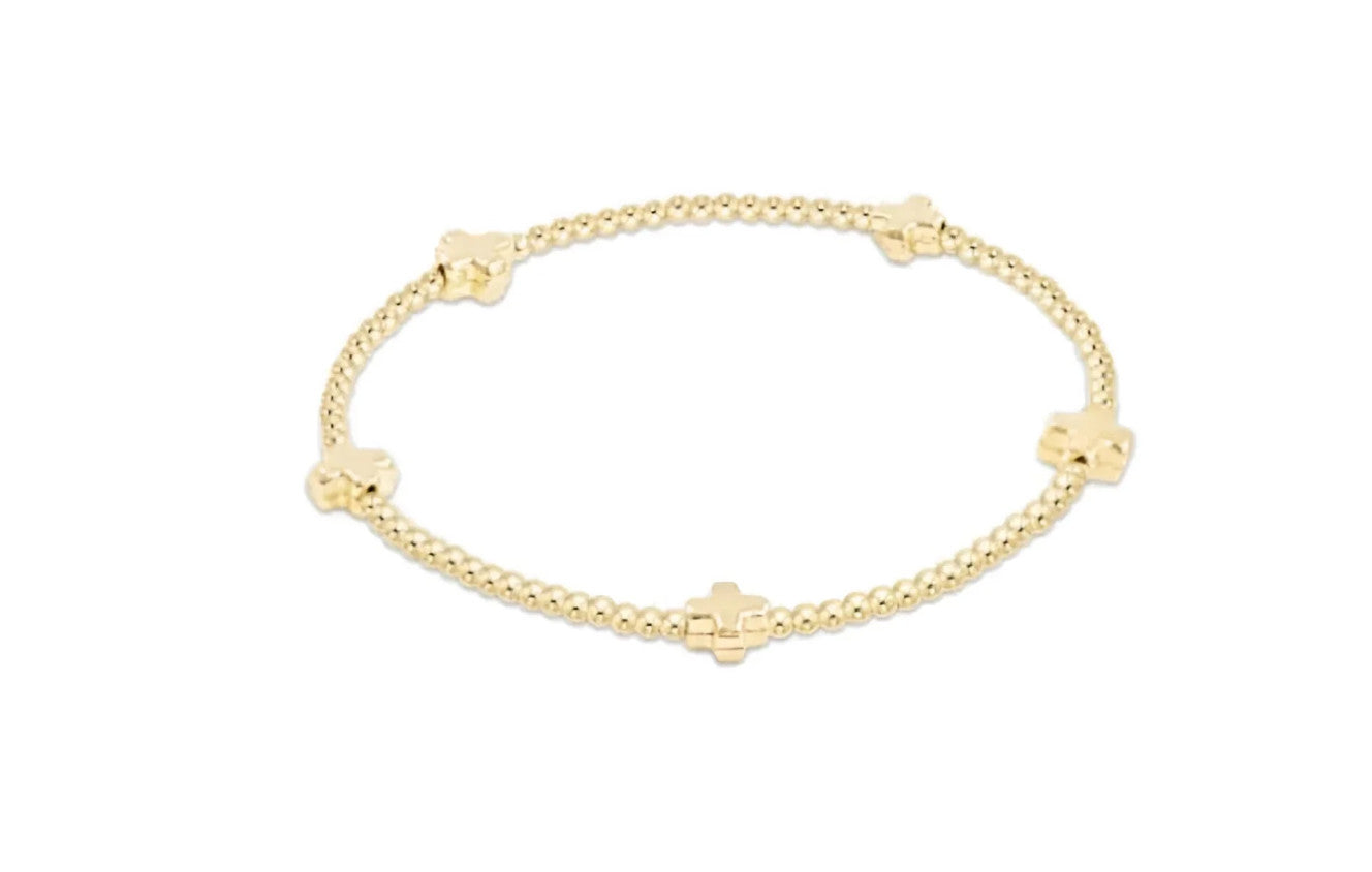 Egirl Signature Small Cross Pattern 2mm Bead Bracelet Gold