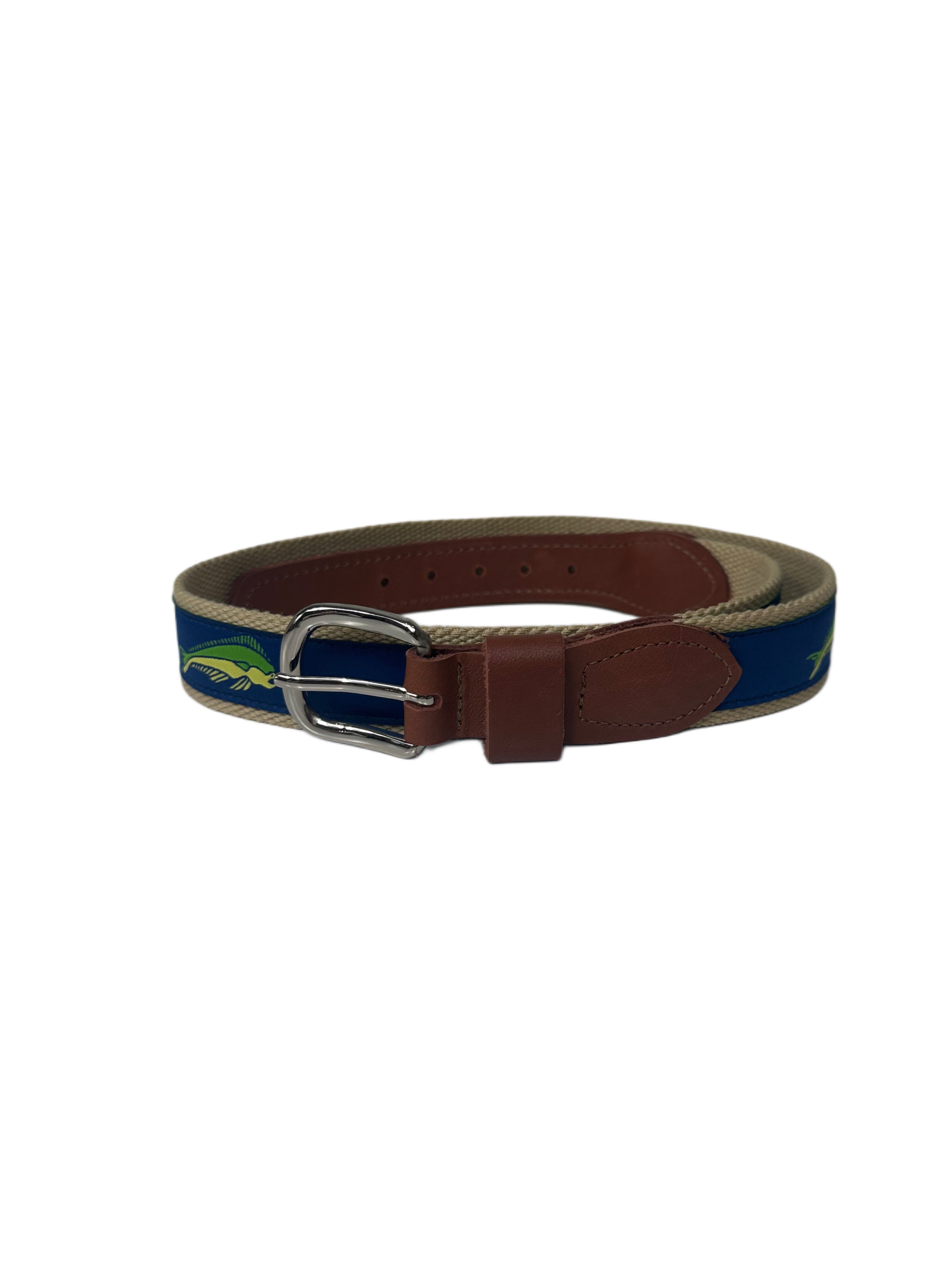 Leather Man Beach Collection Mahi Dolphin Cotton Web Belt