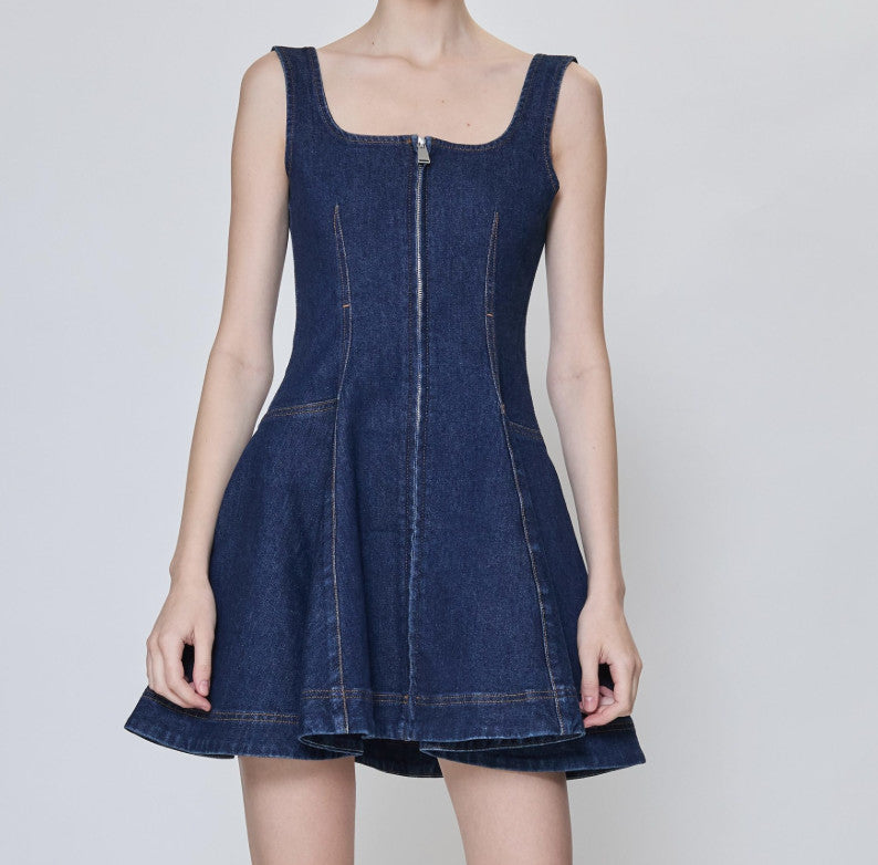 SIMKHAI Eleodra Denim Midi Dress Imperial
