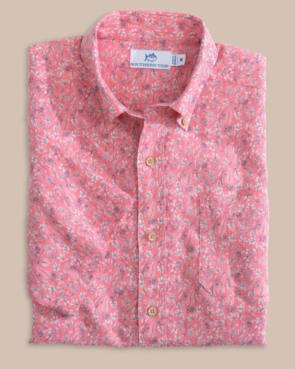 Southern Tide Linen Rayon Ditzy Floral Short Sleeve Sport Shirt