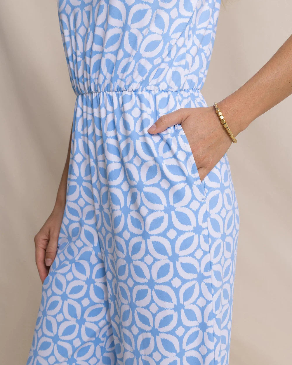 Southern Tide Karrigan Printed Performance Jumpsuit Ocean Channel