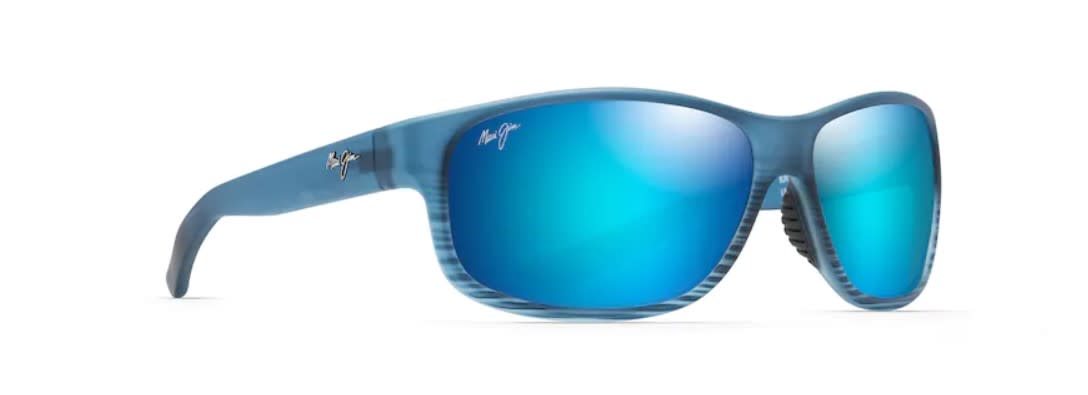 Maui Jim Kaiwi Channel Blue Hawaii Lens w/ Blue Black Stripe Frame Sunglasses