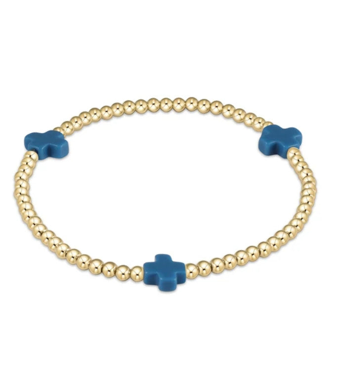 Enewton Signature Cross Gold Pattern 3mm Bead Bracelet