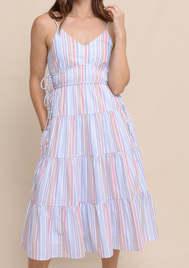 Southern Tide Raquel Stripe Midi Dress Boat Blue