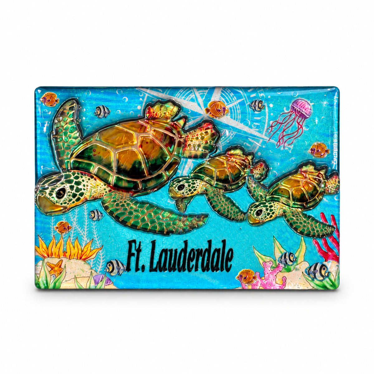 Ft. Lauderdale Turtle Rectangle Foil Magnet