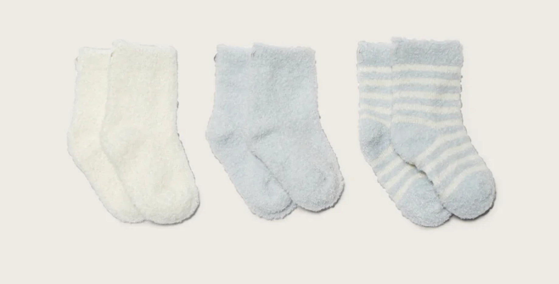 Barefoot Dreams CozyChic Lite Infant Socks 3 Pack O/S