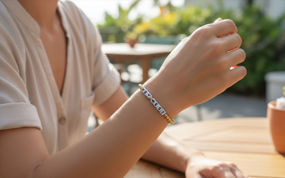 Mauka Key West Beaded Block Bracelet Gold