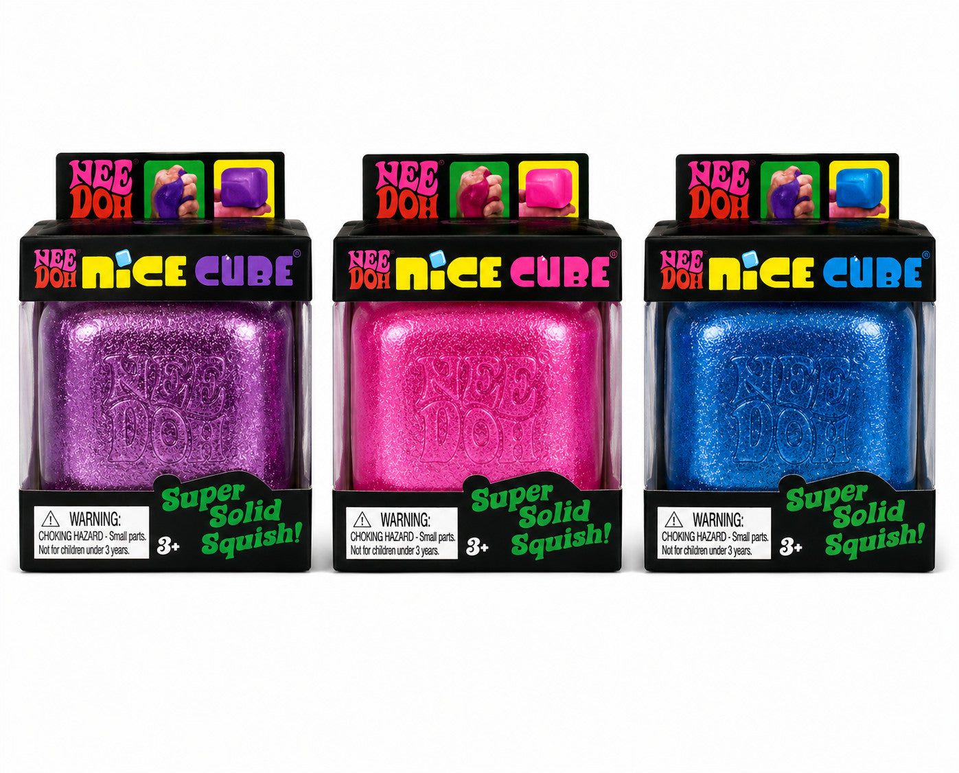 Needoh Nice Glitter Ice Cube Squishy Toy