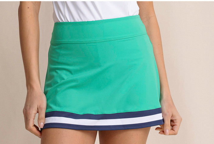 Southern Tide Myley Color Block Performance Skirt Simply Green