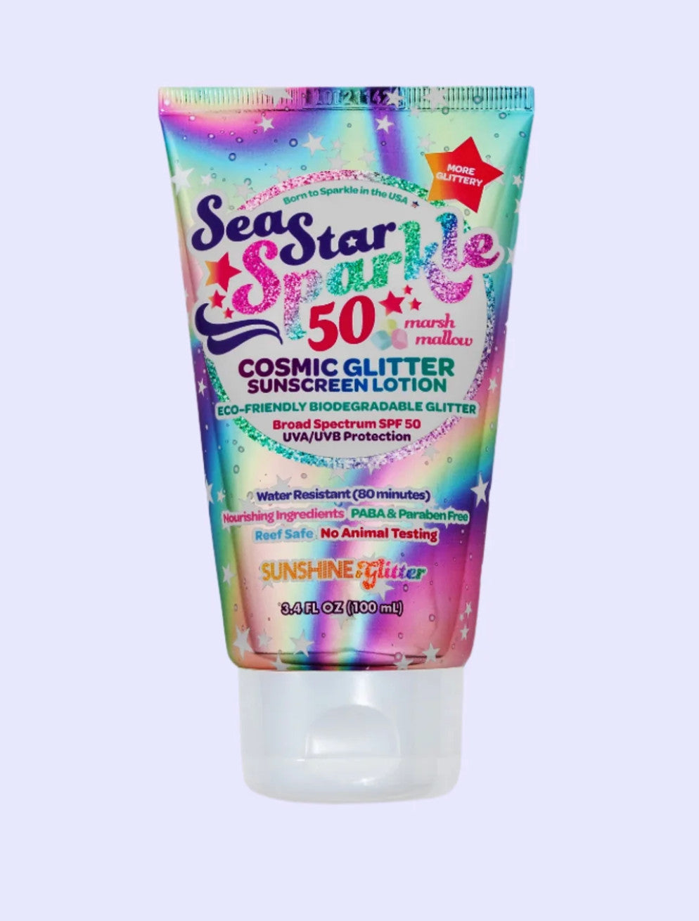 Sunshine & Glitter Sea Star Sparkle SPF 50 Marshmallow Scent Tube 3.4 oz