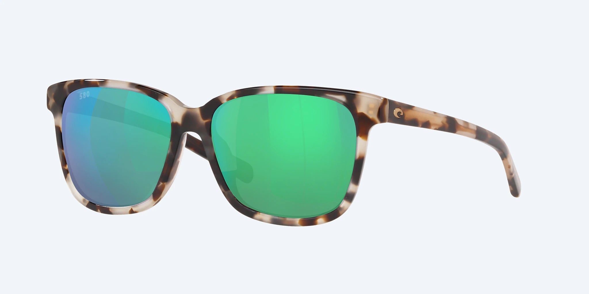 Costa May Shiny Tiger Cowrie Frame w/ Green Mirror Lens 580G Sunglasses Polarized